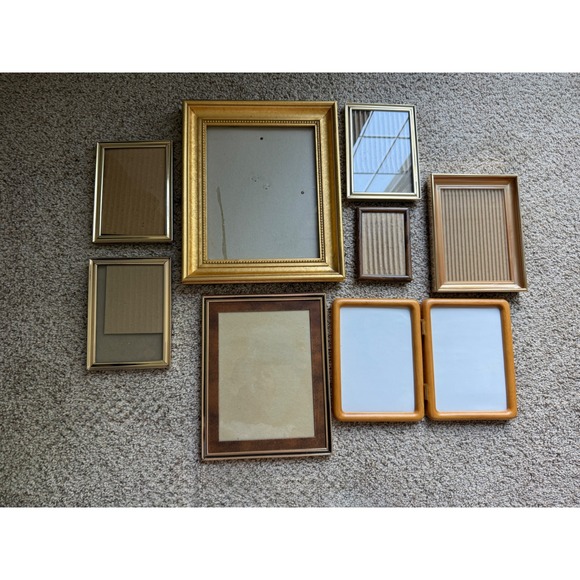 Other - Vintage Mixed Picture Frame Lot 8pc Gold Wood Metal Tabletop Gallery Set
